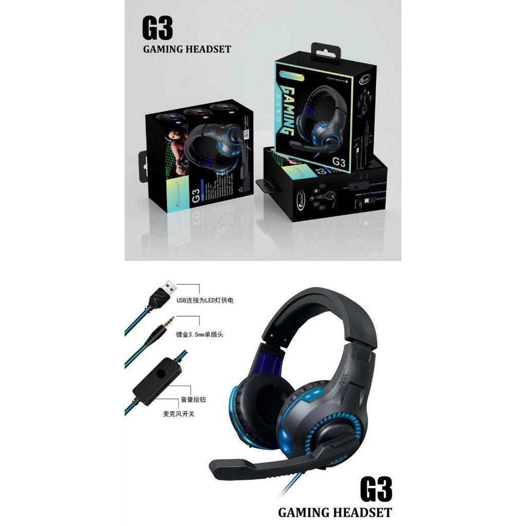 Fone Headset Gamer Microfone Controle P2 Profissional Jogo Pc Note Celular Ps4 G10/301MV/G3/KA-903/KA-9007 Gamer