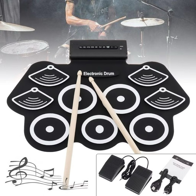 Bateria Eletronica Digital Musical Portátil Kit Completo Bateria Eletrônica Digital Tipo Tambor De Silicone Bateria Eletronica Digital Musical Portátil Kit Completo Bateria Eletrônica Digital Tipo Tambor De Silicone