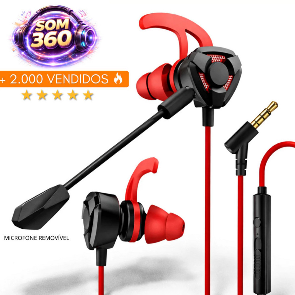 Headset Gamer com Microfone P2 Surround Estéreo Free Fire PUBG COD PC Xbox Celular