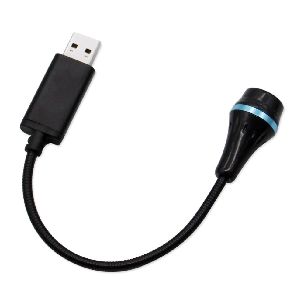 Mini Microfone Usb 2.0 c/ Haste Flexível Para Computador Note Eliminador de Ruídos Ponta Azul
