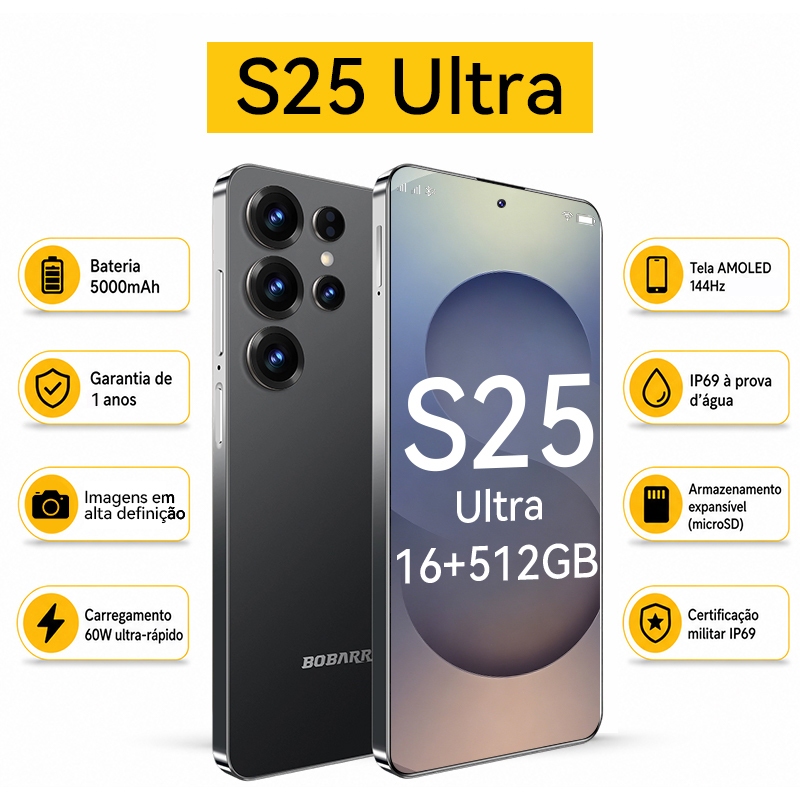 6,78" HD Smartphone S25 Ultra 5G 16GB+512GB 5000mAh Celular Android 15 Dual SIM Octa-core