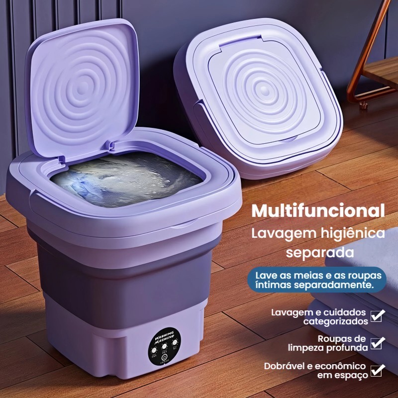 11L Mini Máquina de Lavar Roupa Portátil - Dobrável, Automática 110v/220v para Viagem 11L Mini Máquina de Lavar Roupa Portátil - Dobrável, Automática 110v/220v para Viagem