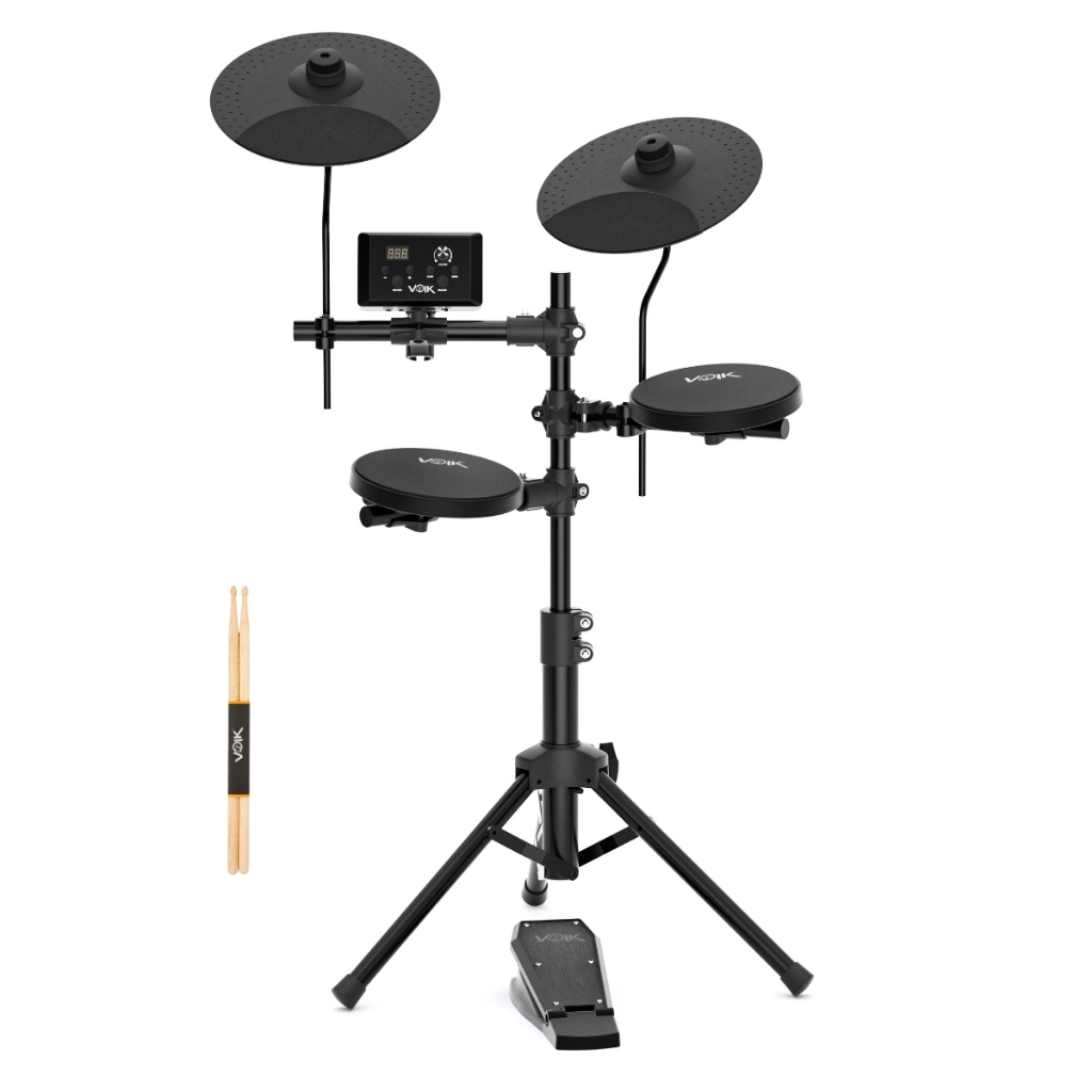 Bateria Eletrônica Voik SYNC-200 Compacta 4 Peças 56 Sons 15 Kits Para Iniciantes Silenciosa Bivolt