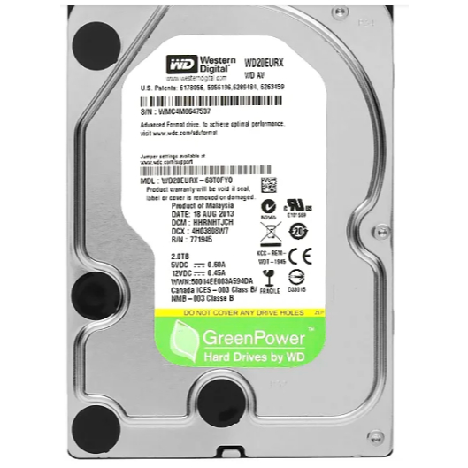 HD Interno Western Digital 2TB WD Green AV-GP 3.5" SATA III 64MB Cache - WD20EURX HD Interno Western Digital 2TB WD Green AV-GP 3.5" SATA III 64MB Cache - WD20EURX