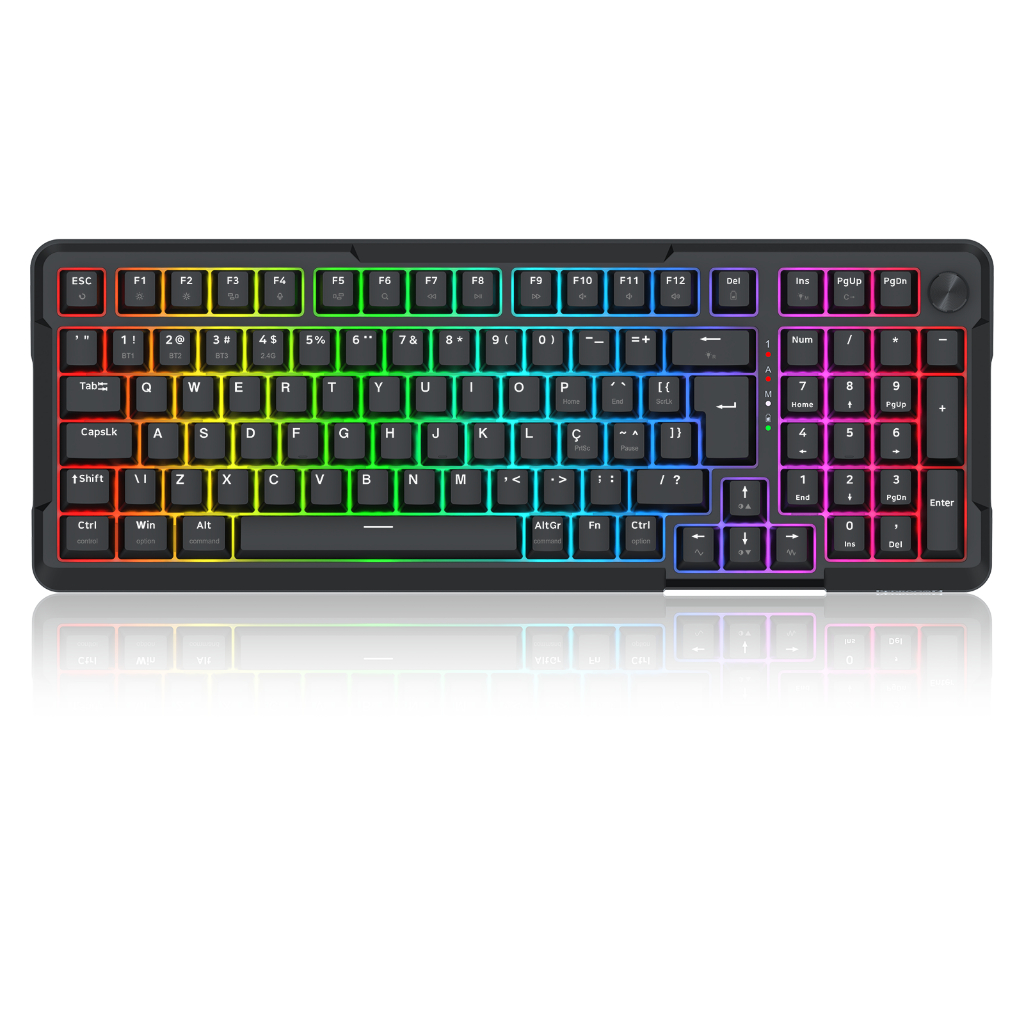 Teclado Mecânico Gamer Redragon Arlokks Preto RGB Gasket Mount 1800 Compact Switch Redragon RPC linear QMK / VIA Hotswap