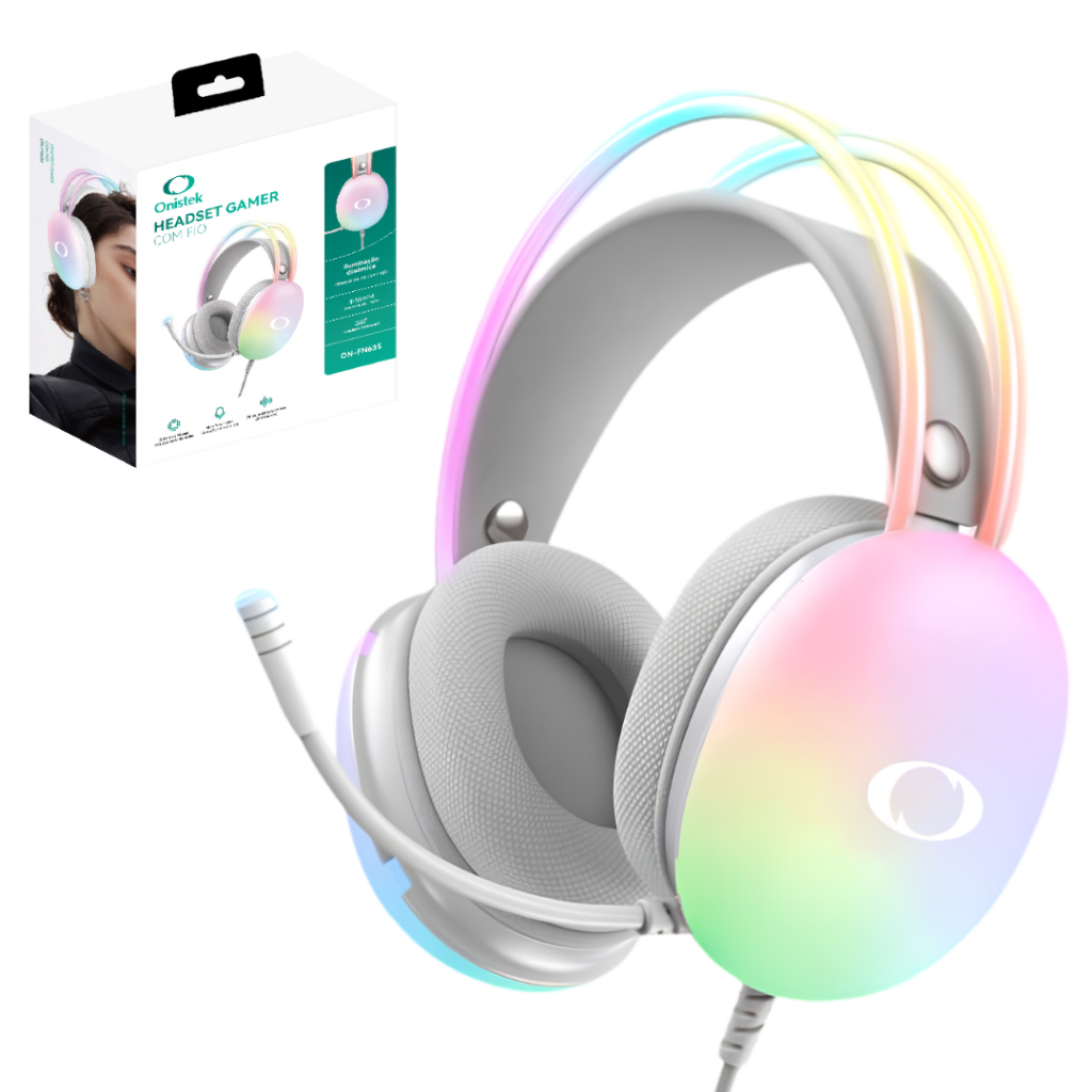 Headset Gamer RGB LED Microfone USB P2 50mm Estéreo Com Fio Para PC PS4 Xbox Notebook-Onistek Headset Gamer RGB LED Microfone USB P2 50mm Estéreo Com Fio Para PC PS4 Xbox Notebook-Onistek