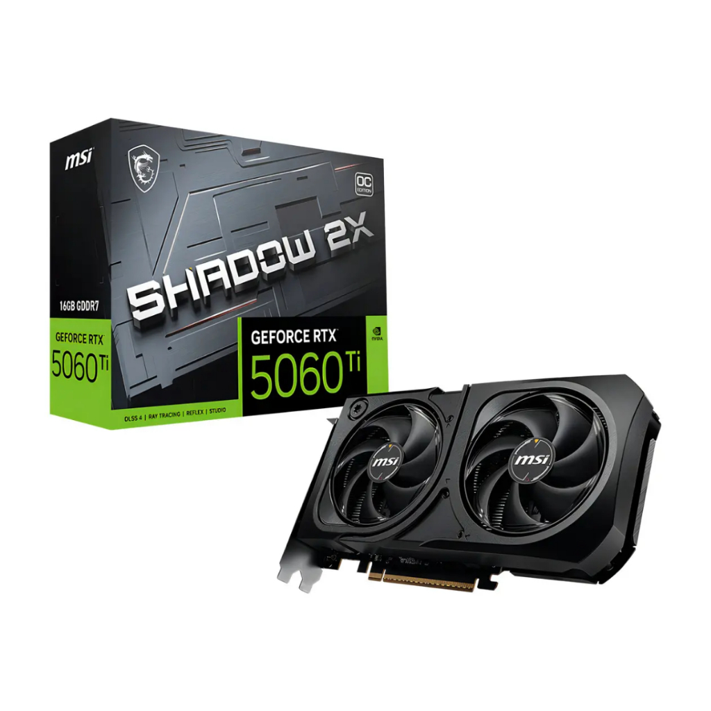 Placa de Vídeo MSI GeForce RTX 5060 Ti Shadow 2X OC Plus 16GB GDDR7 128 Bits
