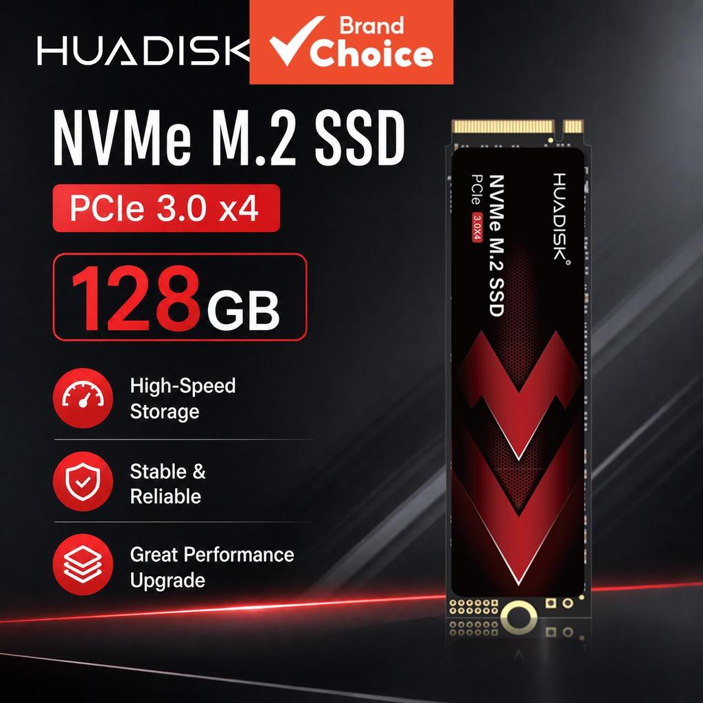 HUADISK M.2 2280 NVMe SSD 128GB PCIe 3.0 3D NAND - unidade de estado sólido interna para notebook, desktop e PC