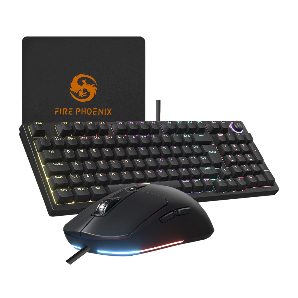 Kit Teclado Mecânico E Mouse Gamer Rgb 7200 Dpi Switch Red Bk-08