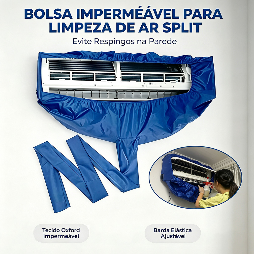 Capa Protetora para Limpeza de Ar-Condicionado 7k À 30k Btus Split Parede, Bolsa Impermeável Coletor de Água