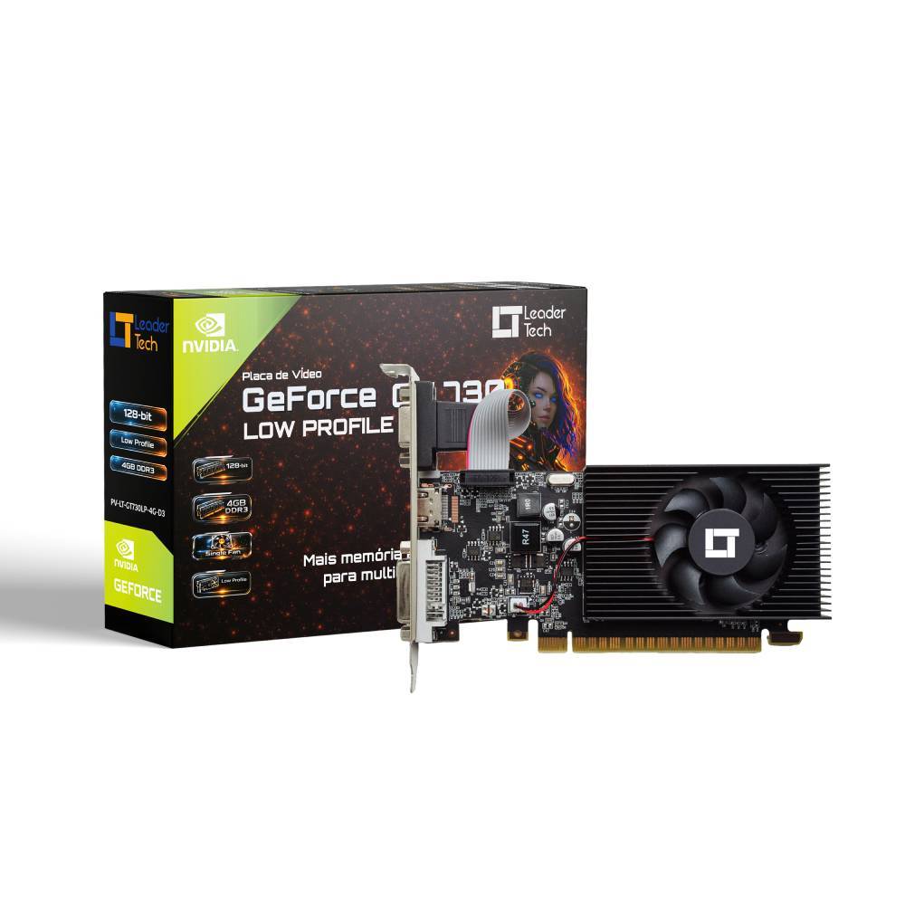 Placa de Vídeo LeaderTech GeForce GT 730 Low Profile 4GB DDR3 128 Bits - PV-LT-GT730LP-4G-D3