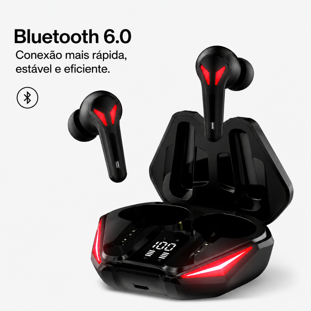 Fone Bluetooth Gamer TWS 6.0 BG3 RGB Sem Fio Baixa Latência Estéreo Microfone Estojo Display Jogos Música Fone Bluetooth Gamer TWS 6.0 BG3 RGB Sem Fio Baixa Latência Estéreo Microfone Estojo Display Jogos Música