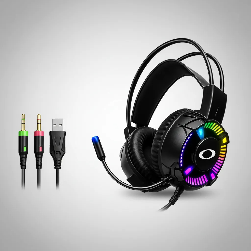 Headset Onistek ON-464 Gamer com Fio LED RGB Microfone Adaptador P2 para Computador