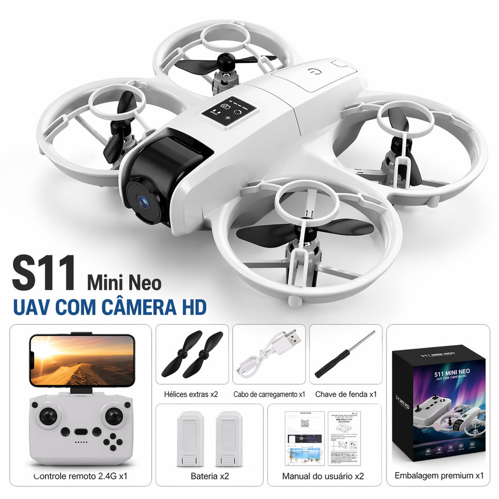 Mini Drone com Câmera HD Controle Remoto Fácil 360° Giro Estável Compacto Mini Drone com Câmera HD Controle Remoto Fácil 360° Giro Estável Compacto
