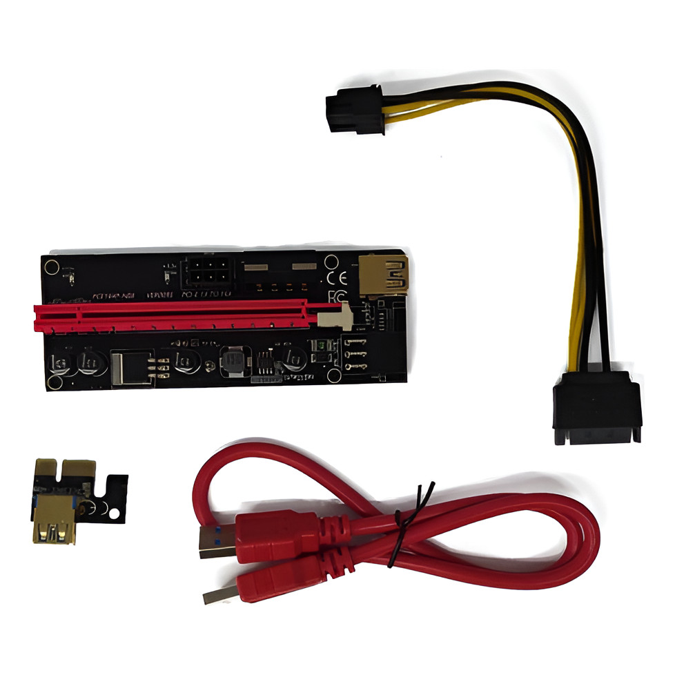 Placa Pci-e Express Riser Ver009s Usb 3.0 Extensor Ethereum Conector para Placa de Video Mineração Capacitor Sólido