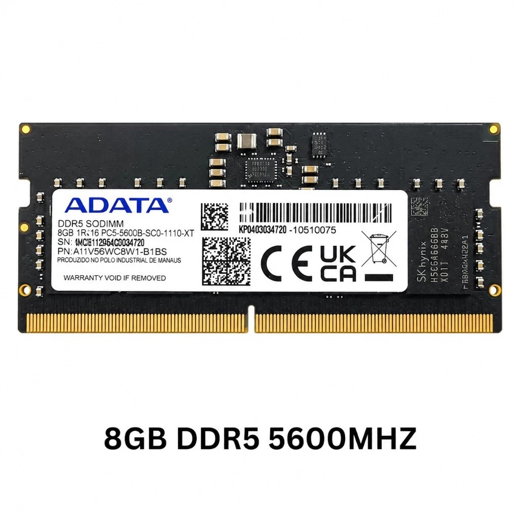 Memória Ram 8GB DDR5 5600MHZ ADATA SODIMM PC5 para Notebook 1X8