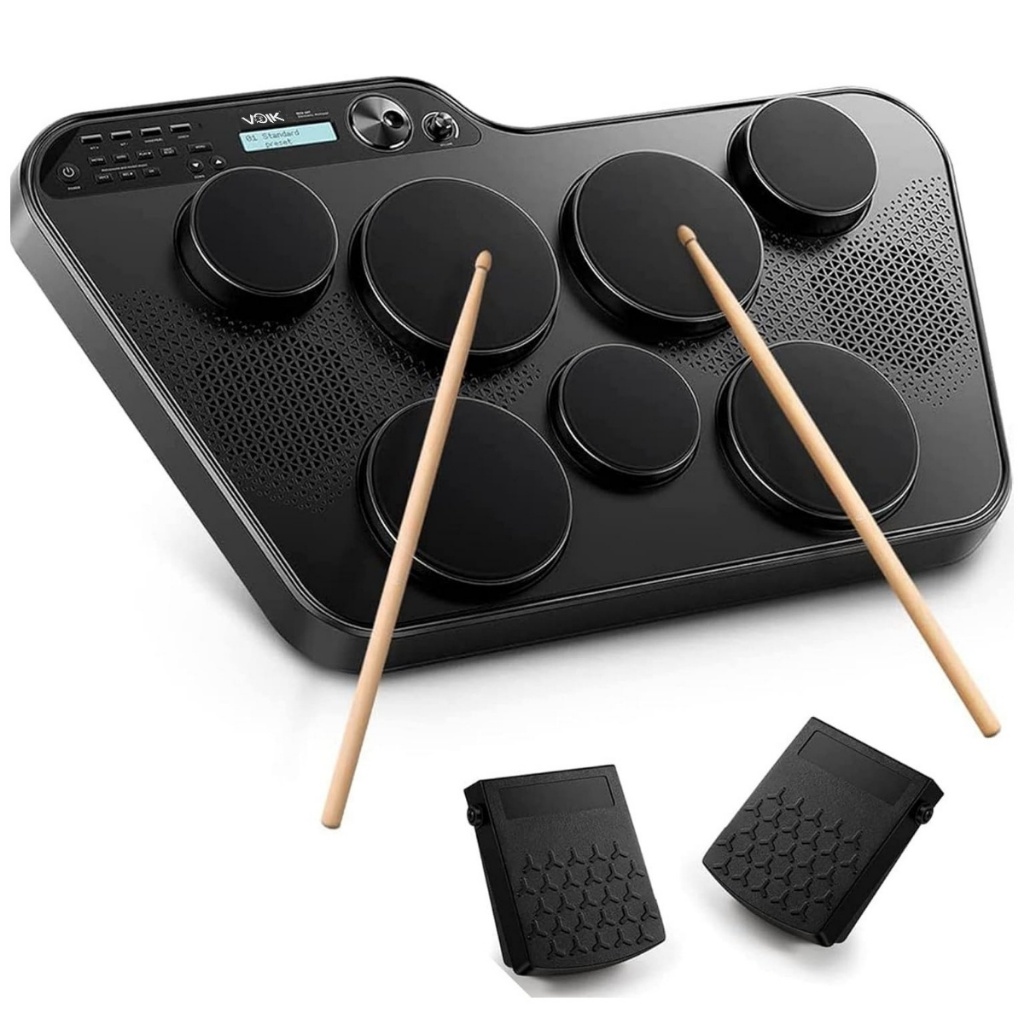 Bateria Eletrônica Portátil 7 Pads Voik BEAT-70 Com Baqueta