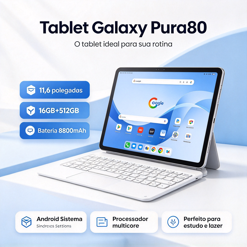【Teclado e mouse grátis】 Tablet Galaxy Pura80 12 GB + 512 GB, 8.800 mAh, 11,6 polegadas, 5G, Android – Envio rápido 【Teclado e mouse grátis】 Tablet Galaxy Pura80 12 GB + 512 GB, 8.800 mAh, 11,6 polegadas, 5G, Android – Envio rápido