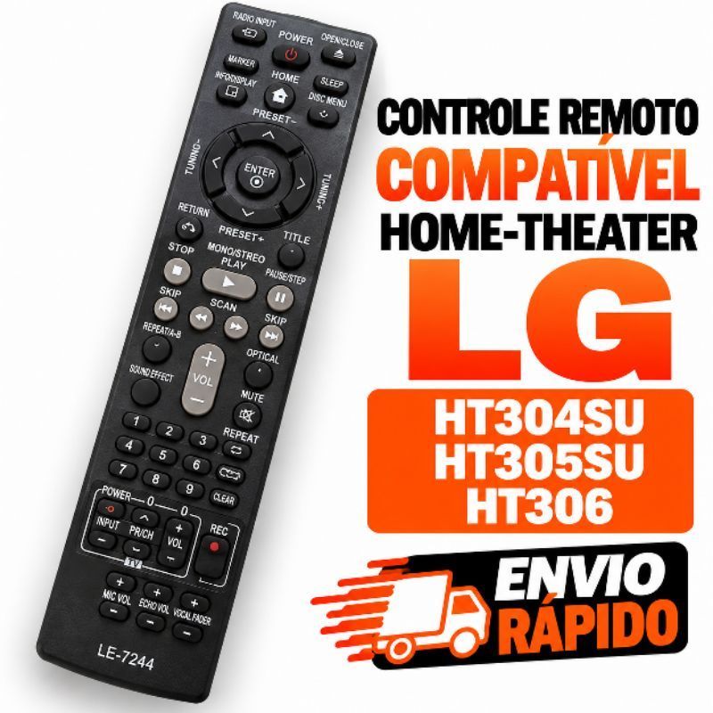 Controle Remoto Compativel Home-theater LG Ht304su Ht305su Ht306 LE-7244