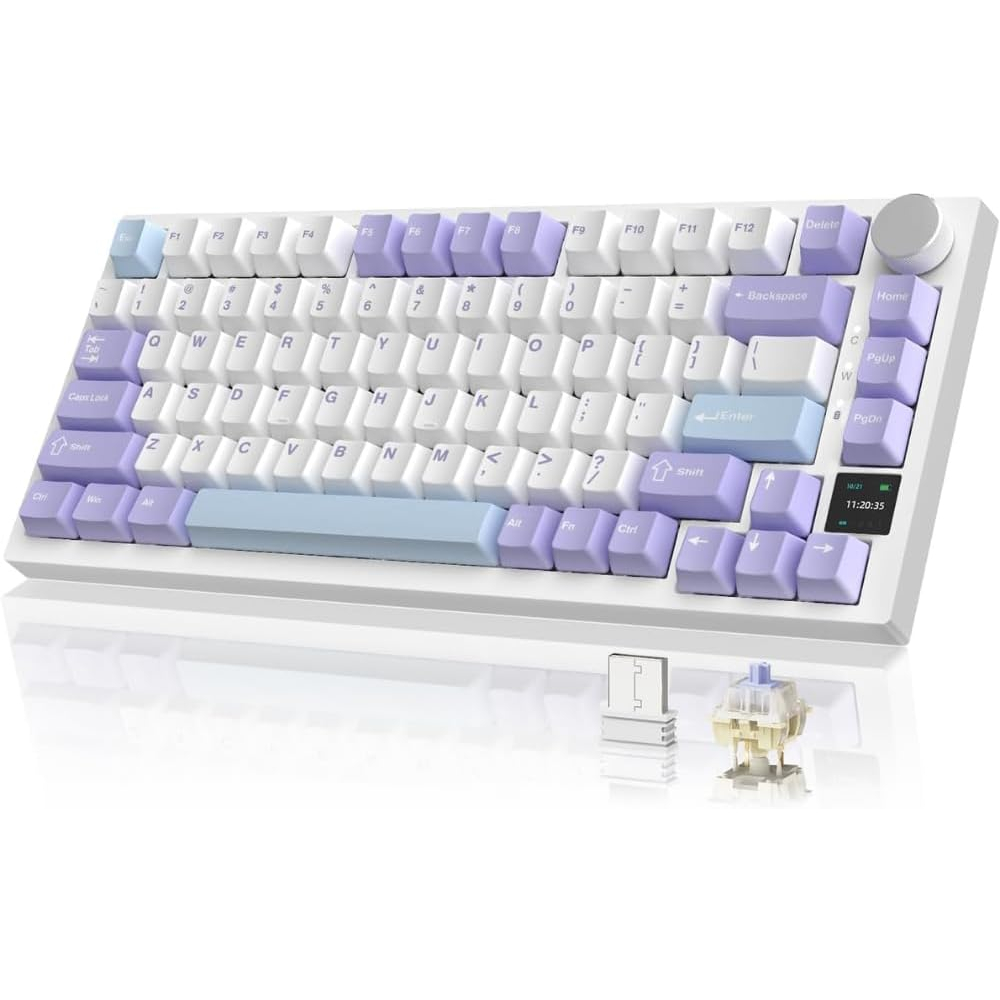 Teclado Mecânico Gamer Ajazz AK820 Pro Tri-Mode 75% RGB Hot Swappable Tela TFT Knob Gasket 4000mAh para PC Mac