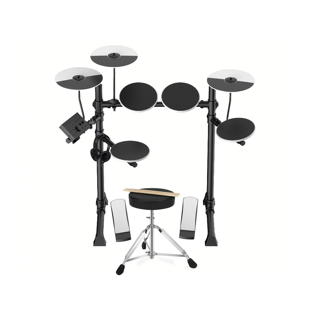 Bateria Eletrônica Digital Kit Completo com Banco Baquetas Pedais para Crianças e Adultos