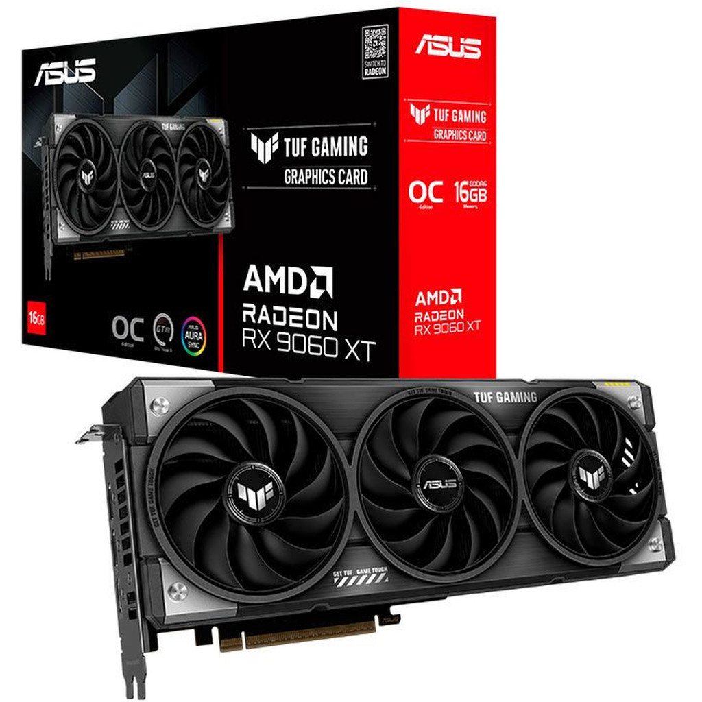 Placa de Vídeo ASUS TUF Gaming Radeon RX 9060 XT OC Edition, 16GB, GDDR6, 128-bit, TUF-RX9060XT-O16G-GAMING