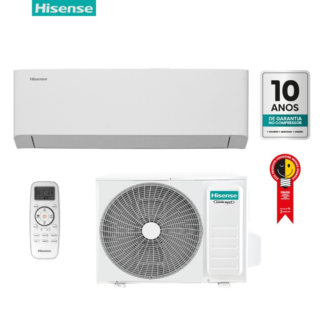 Ar Condicionado Split Hi-efficiency Hisense 9000 Btus Frio As-09tw2rlchb00 Inverter Wi-fi 220v