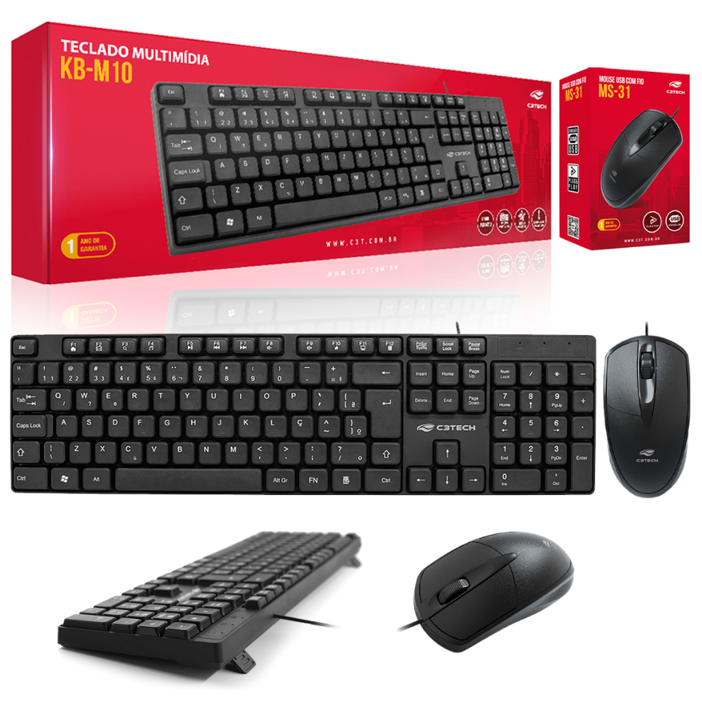 Kit Teclado E Mouse Usb Kb-m10bk Ms-31bk Para Pc E Notebook Kit Teclado E Mouse Usb Kb-m10bk Ms-31bk Para Pc E Notebook