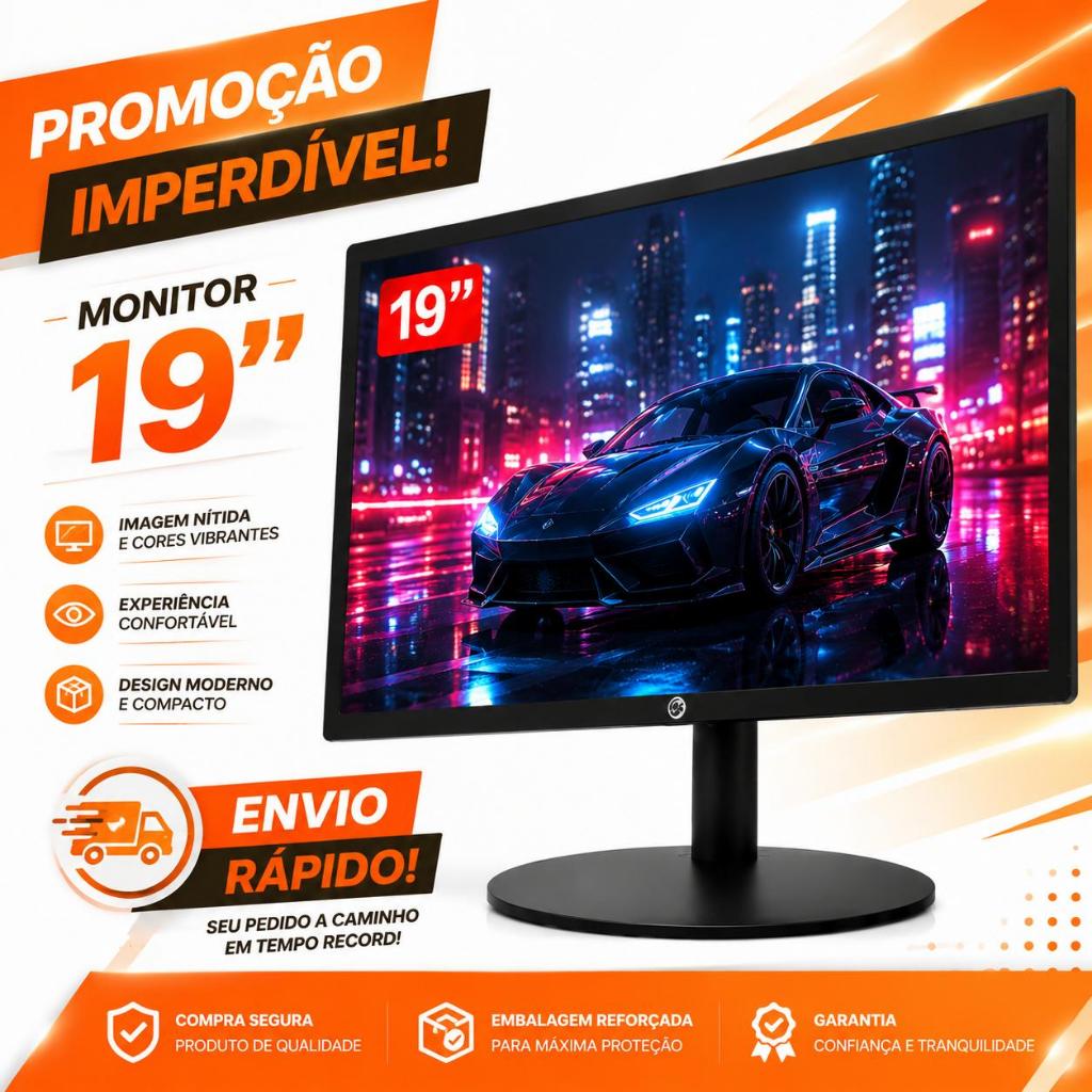 Monitor Brazil PC 19 Polegadas HDMI VGA LED Ideal para Home Office, Estudos, Faculdade, Trabalho e Gamer Monitor Brazil PC 19 Polegadas HDMI VGA LED Ideal para Home Office, Estudos, Faculdade, Trabalho e Gamer