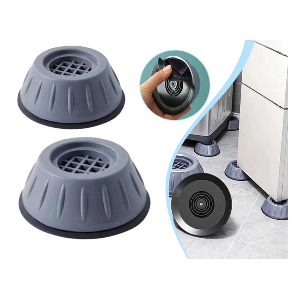 Kit 4 Peças Suporte Anti Vibração Amortecedor De Borracha Pezinho Pé Máquina Lavar Roupas Nivelador