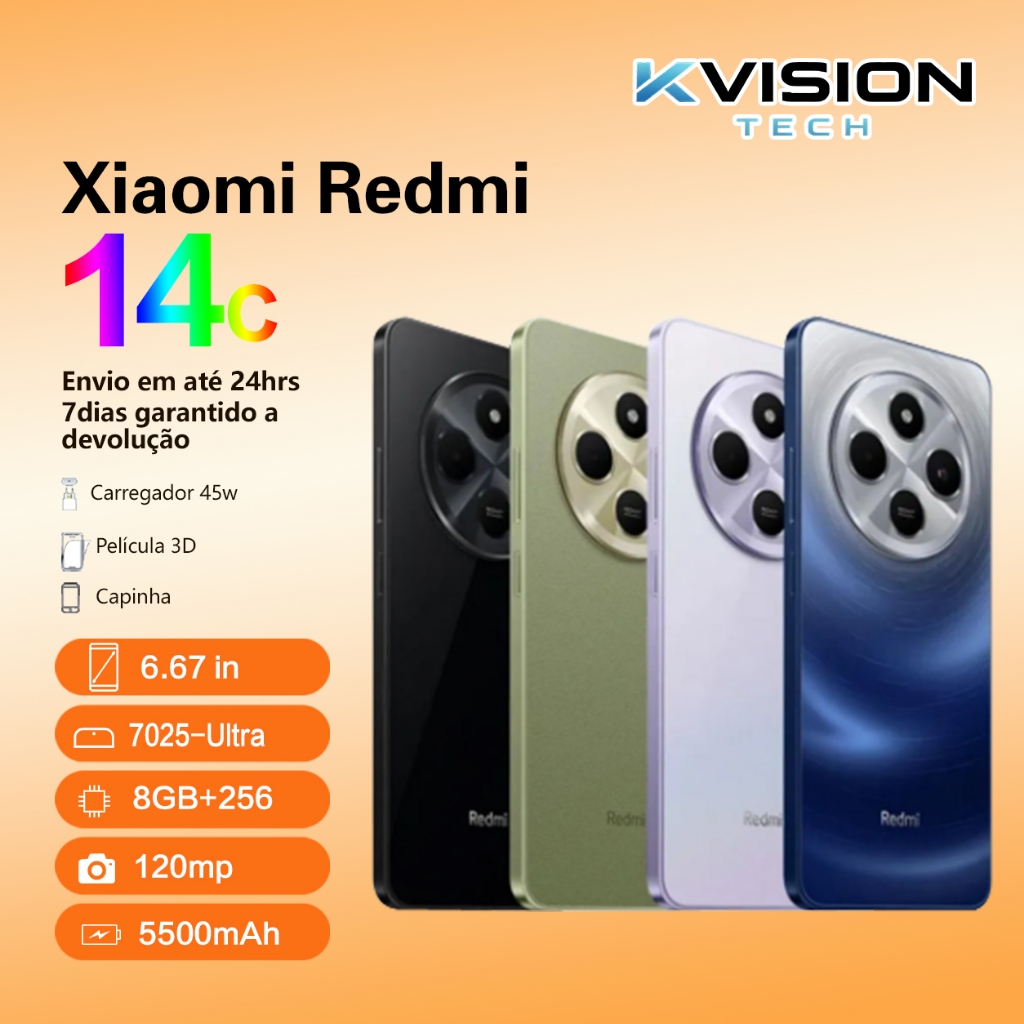 Smartphone Celular Xiaomi Redmi 14c 256gb 8gb RAM 128gb 4gb Dual Sim 50MP Global 14 c Lançamento