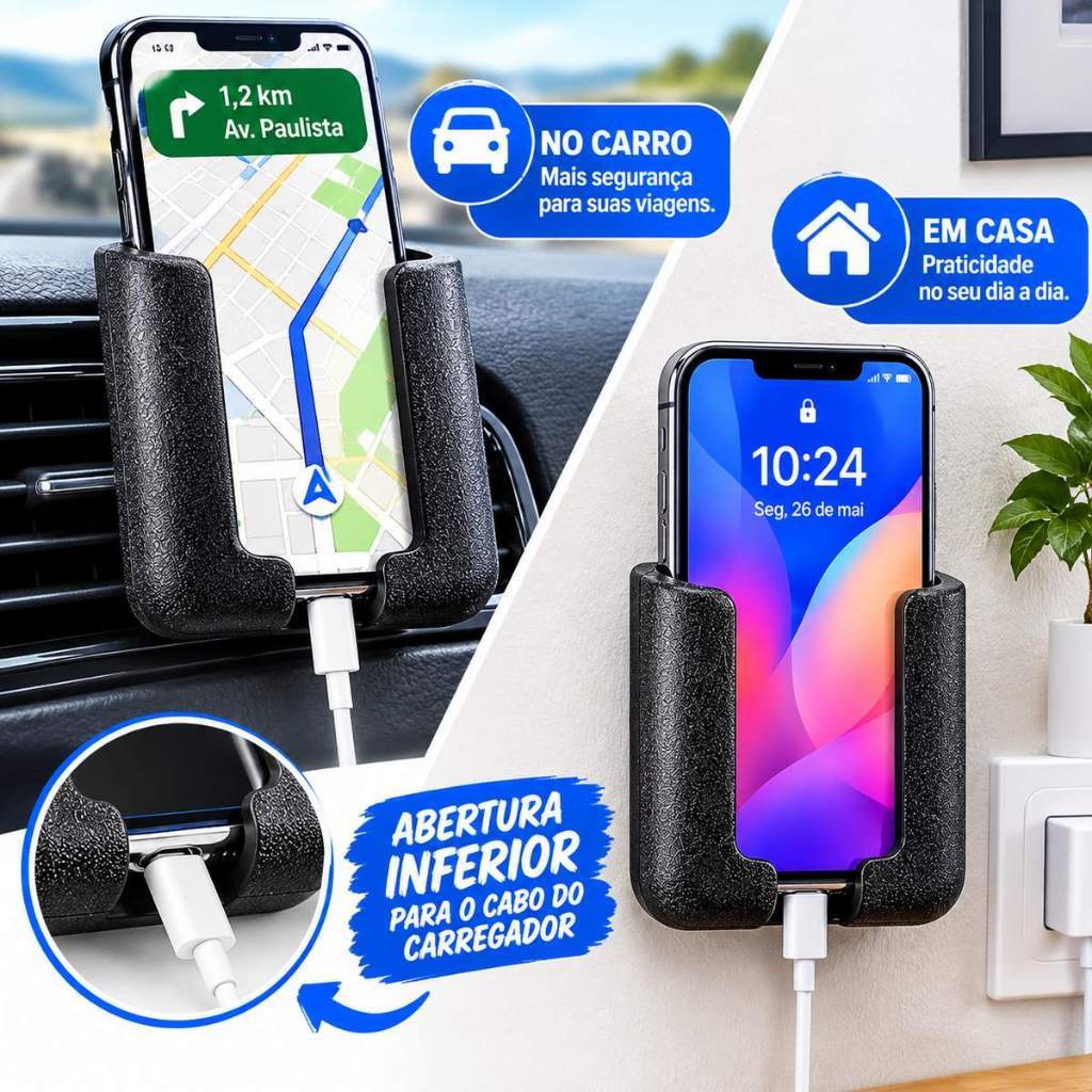 Suporte de Celular Adesivo Para Carro Universal com Adesivo Forte Automotivo Painel Veicular Smartphone GPS