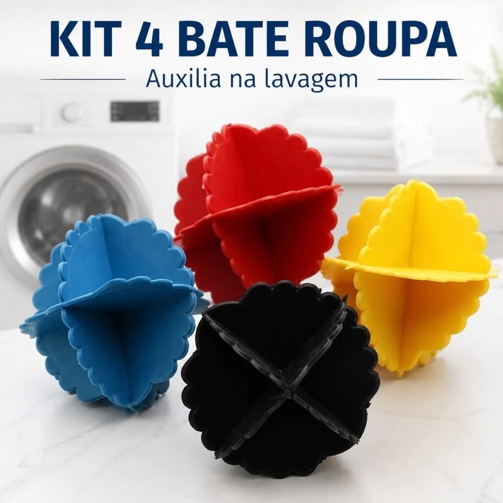 Kit 4 Bolinhas Bate Roupa Máquinas De Lavar 4 Peças Para Lavar Roupas Reutilizável Bola Mágica