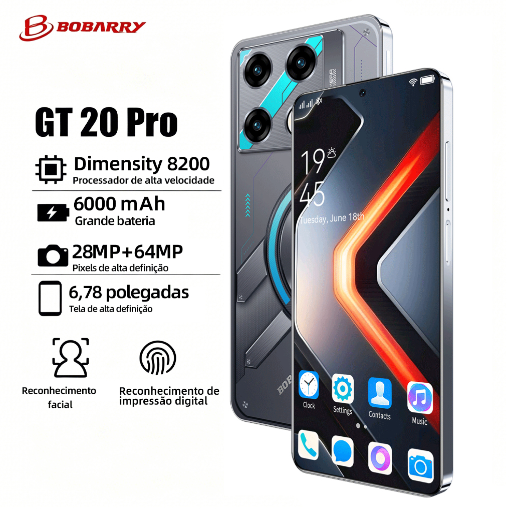 Smartphone GT20 Pro 5G 20+512GB Celular Versão Global Bateria 6000mAh Câmera 64MP Tela 6,78