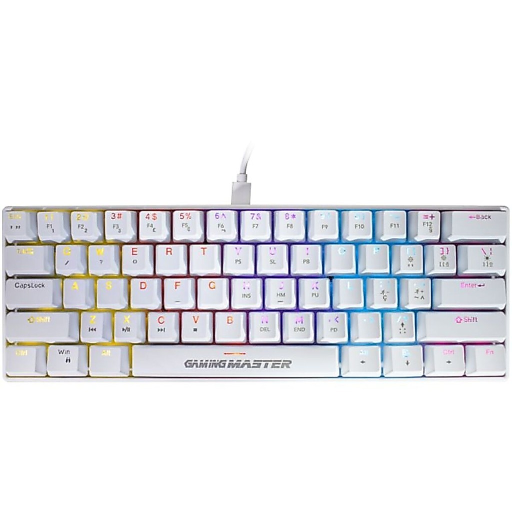 Teclado Gamer Mecânico K-mex KBW8 RGB Switch Azul 60% White