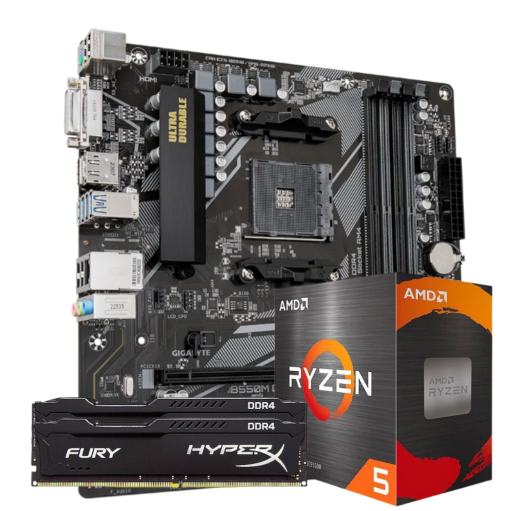 Kit Upgrade AMD Ryzen 5 5600GT Placa Mãe B550M DDR4 Memoria RAM 8GB