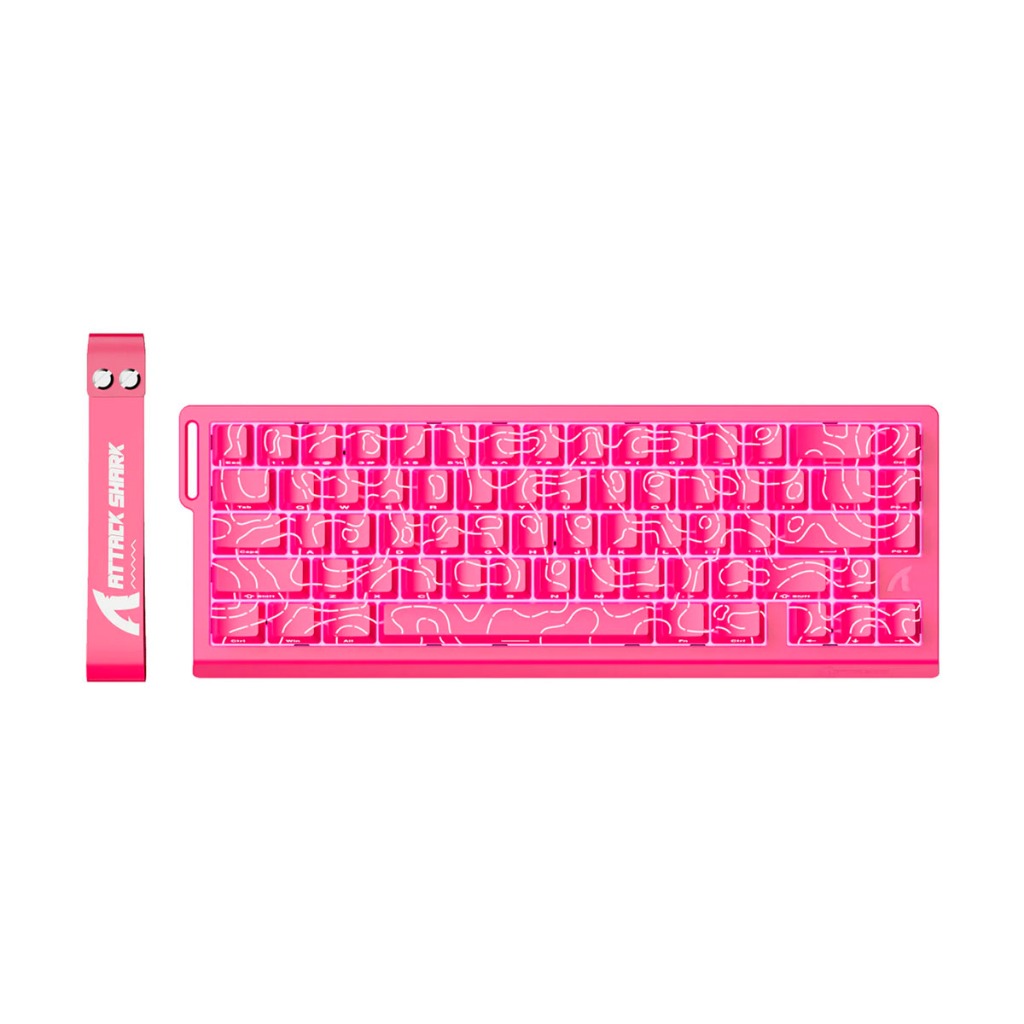 Teclado Gamer Attack Shark X68 HE Mecânico Magnético 8K 0.01mm RT Inglês US Contour Line Pink