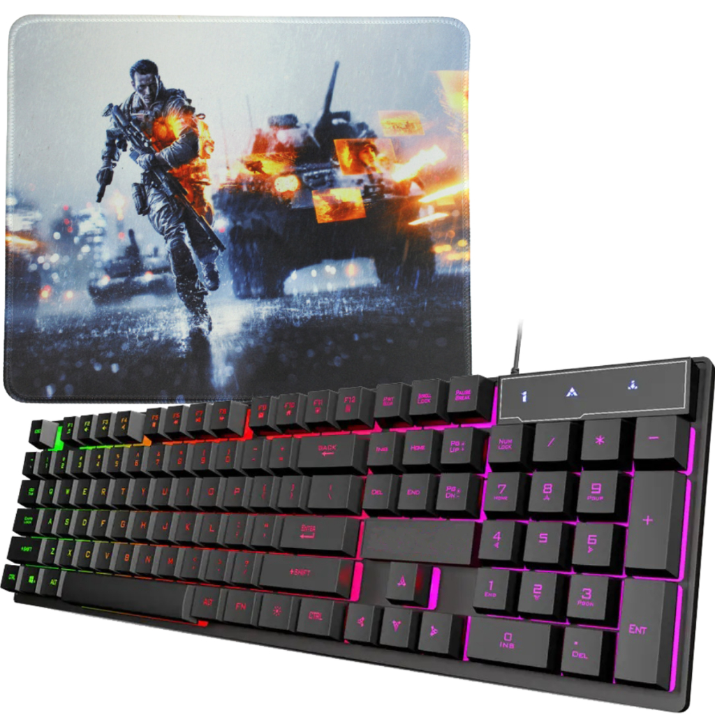 Teclado Gamer Semi Mecanico Retroiluminado Led RGB Ptbr + Mouse pad Teclado Gamer Semi Mecanico Retroiluminado Led RGB Ptbr + Mouse pad