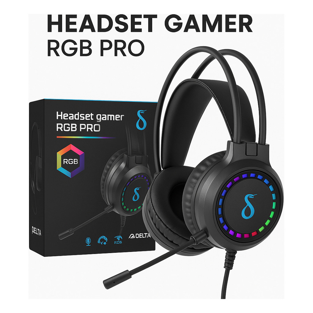 Headset Fone Gamer 3d Surround Usb Com Fio Rgb Delta-f5232 Headset Fone Gamer 3d Surround Usb Com Fio Rgb Delta-f5232