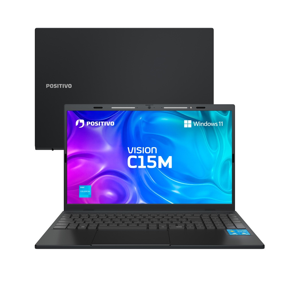 Notebook Positivo Vision C15M Intel Celeron N4500 8GB RAM 128GB eMMC 15,6'' Full HD W11 Minitela e Tecla Copilot Cinza - Notebook Positivo Vision C15M Intel Celeron N4500 8GB RAM 128GB eMMC 15,6'' Full HD W11 Minitela e Tecla Copilot Cinza -