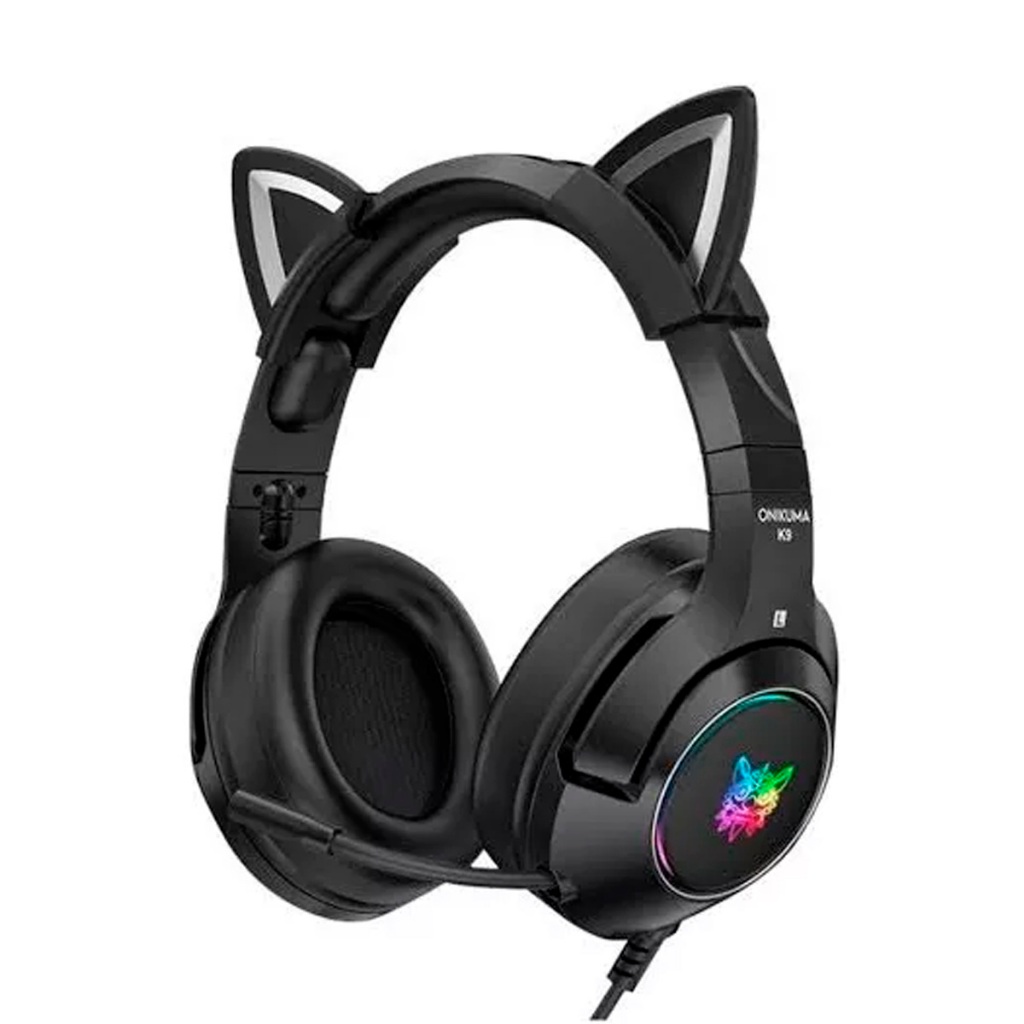 Headset Gamer Profissional Onikuma K9 Com Orelhas Preto