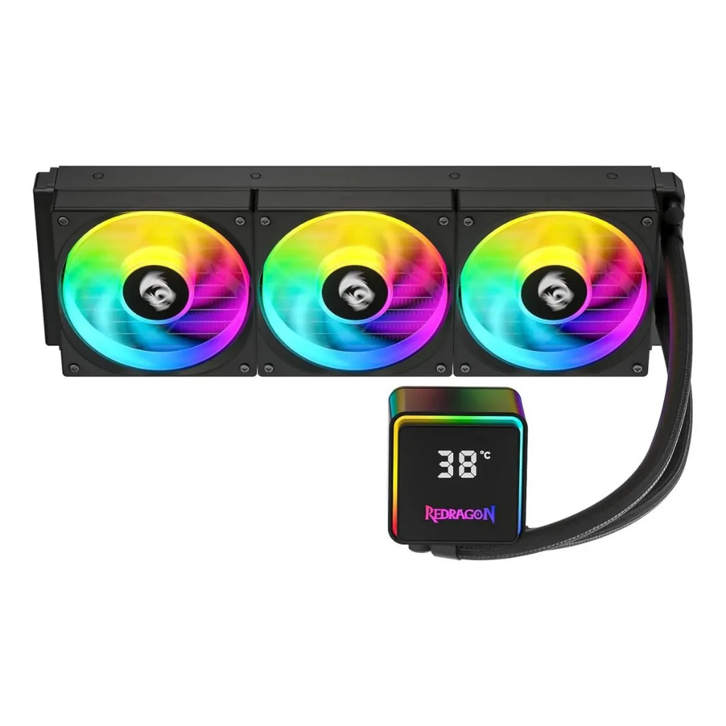 Water Cooler Redragon 360mm CCW-3017 Preto com ARGB e Display, para Intel e AMD