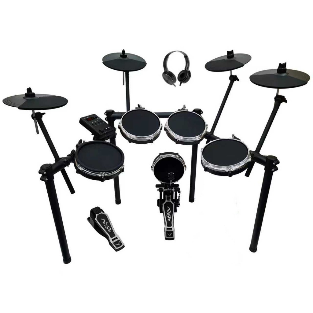 Bateria Eletrônica VEDO EDM-100 5 Tambores 4 Pratos com Pads Mesh, Caixa Dual Zone, Fone e Baquetas Bateria Eletrônica VEDO EDM-100 5 Tambores 4 Pratos com Pads Mesh, Caixa Dual Zone, Fone e Baquetas