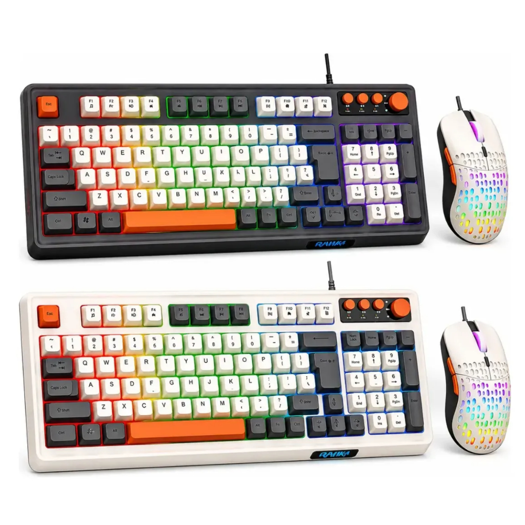 Kit Gamer Teclado e Mouse com Teclado de 98 Teclas Compacto e Mouse RGB