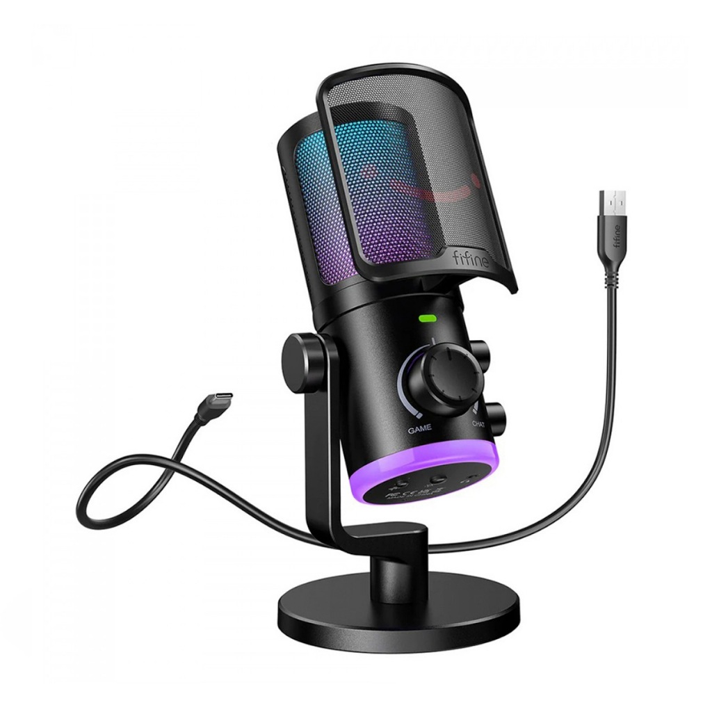 Microfone Gamer USB Fifine Ampligame AM6 Preto