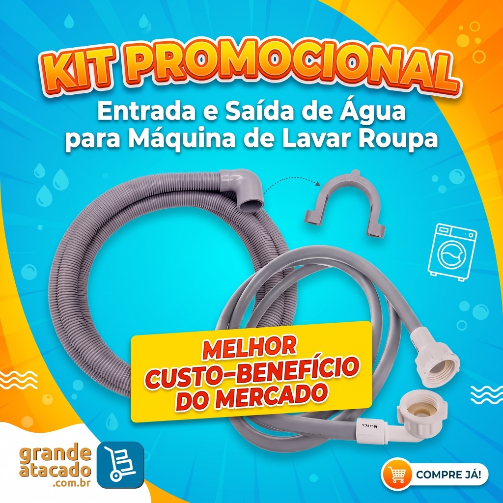 Kit Mangueira Maquina de Lavar Roupa, mangueira de entrada e saída de maquina, Brastemp, Samsung Kit Mangueira Maquina de Lavar Roupa, mangueira de entrada e saída de maquina, Brastemp, Samsung