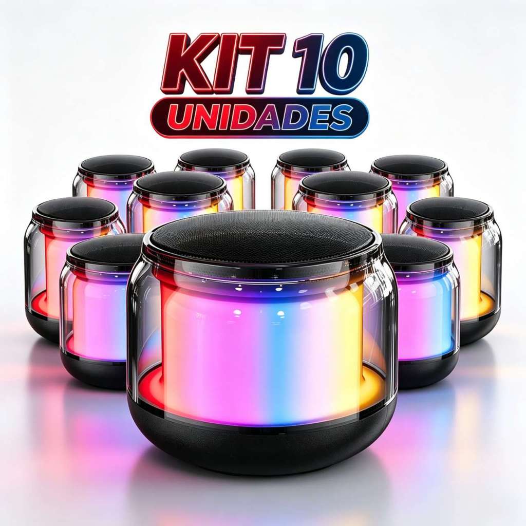Kit 4/10 Mini Caixa de som Portátil Bluetooth Com Led Rgb Caixinha Som bateria recarregável