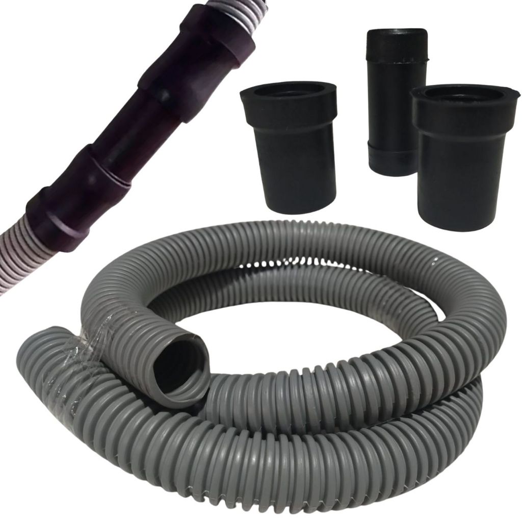 Kit Emenda extensor mais 2 metros de mangueira sanfonada e suporte curvo para maquina de lavar roupa lava louças