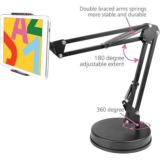 Suporte para celular com braços articulados e base ajustável 360° adequado para celulares tablets