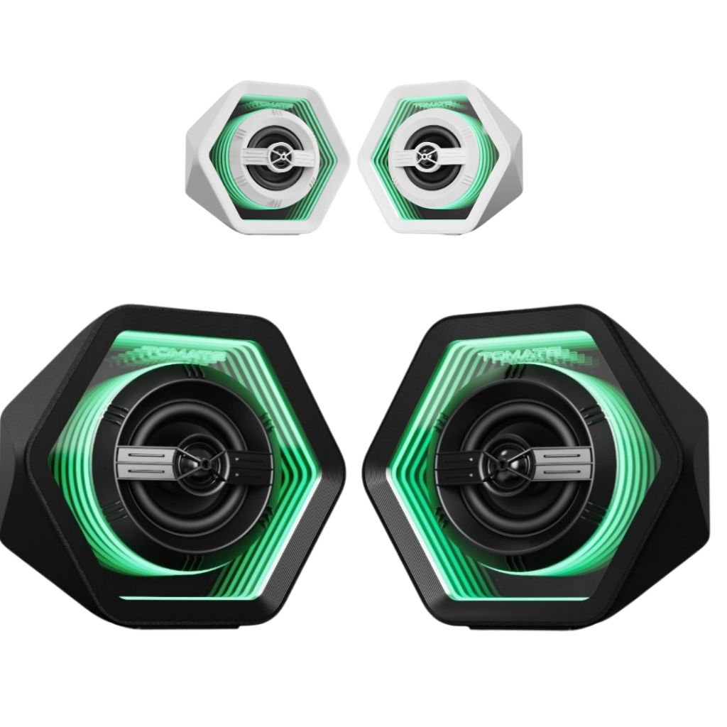 Caixa de Som Gamer Bluetooth Tomate Para PC Computador Notebook Som Potente 50W RGB LED P2 Graves